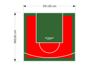 27M2/500X531CM CZERWONO-ZIELONE BOISKO DO KOSZYKÓWKI SPEEDSPORT HEXA POWER PRO