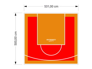27M2/500X531CM CZERWONO-POMARAŃCZOWE BOISKO DO KOSZYKÓWKI SPEEDSPORT HEXA POWER PRO