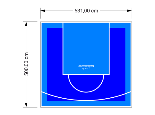 27M2/500X531CM NIEBIESKO-BŁĘKITNE BOISKO DO KOSZYKÓWKI SPEEDSPORT HEXA POWER PRO