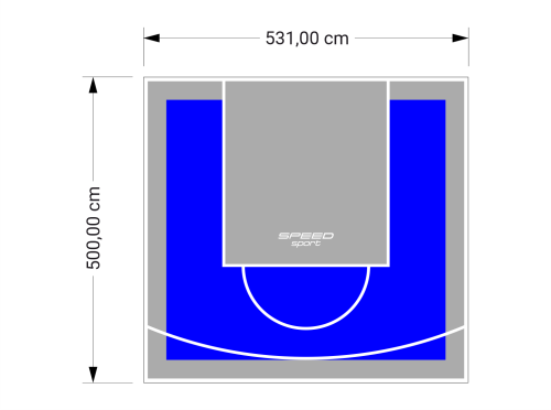 27M2/500X531CM NIEBIESKO-SZARE BOISKO DO KOSZYKÓWKI SPEEDSPORT HEXA POWER PRO