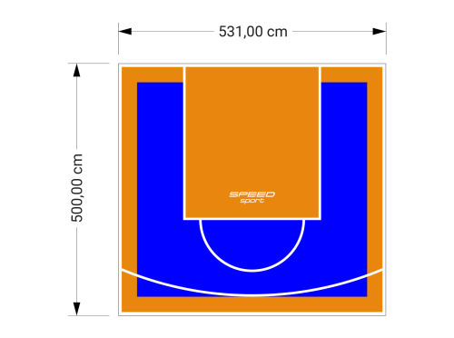 27M2/500X531CM NIEBIESKO-POMARAŃCZOWE BOISKO DO KOSZYKÓWKI SPEEDSPORT HEXA POWER PRO
