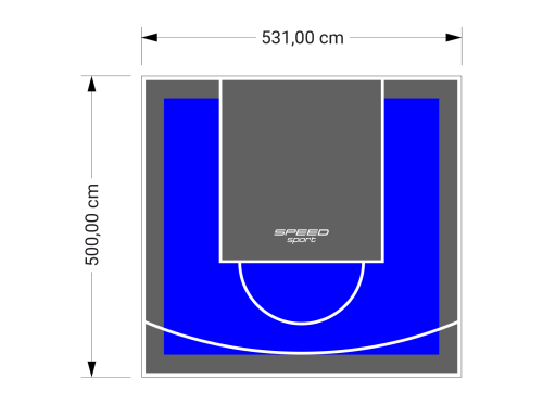27M2/500X531CM NIEBIESKO-GRAFITOWE BOISKO DO KOSZYKÓWKI SPEEDSPORT HEXA POWER PRO