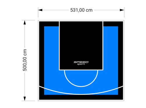 27M2/500X531CM BŁĘKITNO-CZARNE BOISKO DO KOSZYKÓWKI SPEEDSPORT HEXA POWER PRO
