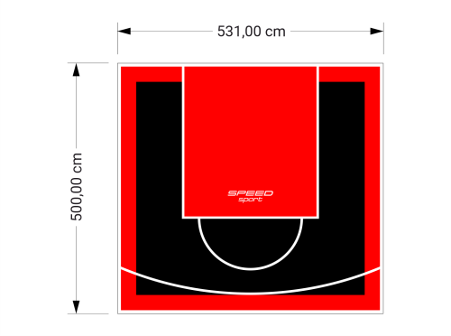 27M2/500X531CM CZARNO-CZERWONE BOISKO DO KOSZYKÓWKI SPEEDSPORT HEXA POWER PRO
