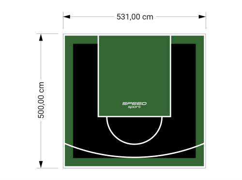 27M2/500X531CM CZARNO-ZIELONE BOISKO DO KOSZYKÓWKI SPEEDSPORT HEXA POWER PRO