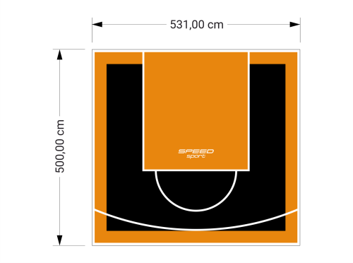 27M2/500X531CM CZARNO-POMARAŃCZOWE BOISKO DO KOSZYKÓWKI SPEEDSPORT HEXA POWER PRO