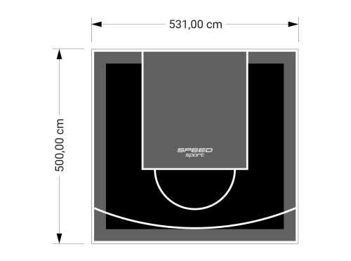 27M2/500X531CM CZARNO-GRAFITOWE BOISKO DO KOSZYKÓWKI SPEEDSPORT HEXA POWER PRO