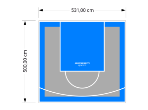 27M2/500X531CM SZARO-BŁĘKITNE BOISKO DO KOSZYKÓWKI SPEEDSPORT HEXA POWER PRO