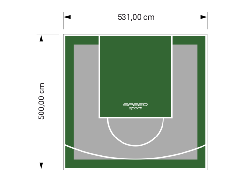 27M2/500X531CM SZARO-ZIELONE BOISKO DO KOSZYKÓWKI SPEEDSPORT HEXA POWER PRO