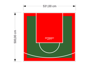 27M2/500X531CM ZIELONO-CZERWONE BOISKO DO KOSZYKÓWKI SPEEDSPORT HEXA POWER PRO
