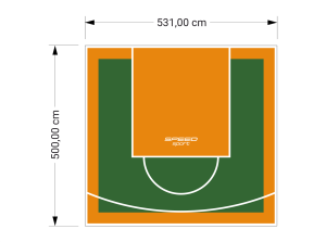 27M2/500X531CM ZIELONO-POMARAŃCZOWE BOISKO DO KOSZYKÓWKI SPEEDSPORT HEXA POWER PRO