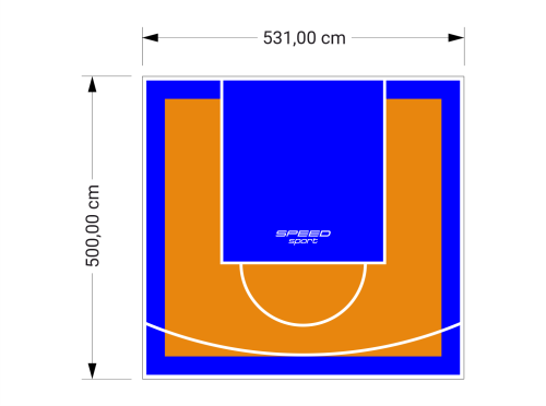 27M2/500X531CM POMARAŃCZOWO-NIEBIESKIE BOISKO DO KOSZYKÓWKI SPEEDSPORT HEXA POWER PRO