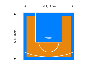 27M2/500X531CM POMARAŃCZOWO-BŁĘKITNE BOISKO DO KOSZYKÓWKI SPEEDSPORT HEXA POWER PRO