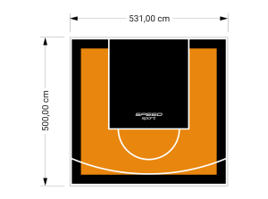27M2/500X531CM POMARAŃCZOWO-CZARNE BOISKO DO KOSZYKÓWKI SPEEDSPORT HEXA POWER PRO