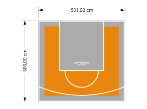 27M2/500X531CM POMARAŃCZOWO-SZARE BOISKO DO KOSZYKÓWKI SPEEDSPORT HEXA POWER PRO
