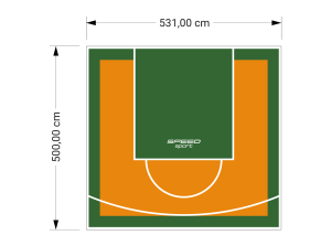 27M2/500X531CM POMARAŃCZOWO-ZIELONE BOISKO DO KOSZYKÓWKI SPEEDSPORT HEXA POWER PRO