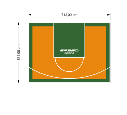 38M2/531X713CM POMARAŃCZOWO-ZIELONE BOISKO DO KOSZYKÓWKI SPEEDSPORT HEXA POWER PRO