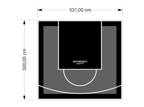 27M2/500X531CM GRAFITOWO-CZARNE BOISKO DO KOSZYKÓWKI SPEEDSPORT HEXA POWER PRO