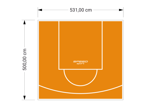 27M2/500X531CM POMARAŃCZOWE BOISKO DO KOSZYKÓWKI SPEEDSPORT HEXA POWER PRO