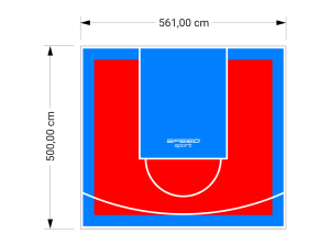 28M2/500X561CM CZERWONO-BŁĘKITNE BOISKO DO KOSZYKÓWKI SPEEDSPORT HEXA POWER PRO