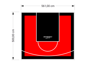 28M2/500X561CM CZERWONO-CZARNE BOISKO DO KOSZYKÓWKI SPEEDSPORT HEXA POWER PRO