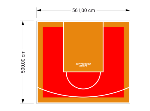 28M2/500X561CM CZERWONO-POMARAŃCZOWE BOISKO DO KOSZYKÓWKI SPEEDSPORT HEXA POWER PRO