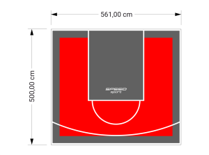 28M2/500X561CM CZERWONO-GRAFITOWE BOISKO DO KOSZYKÓWKI SPEEDSPORT HEXA POWER PRO