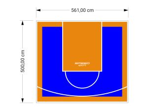 28M2/500X561CM NIEBIESKO-POMARAŃCZOWE BOISKO DO KOSZYKÓWKI SPEEDSPORT HEXA POWER PRO