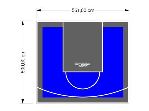 28M2/500X561CM NIEBIESKO-GRAFITOWE BOISKO DO KOSZYKÓWKI SPEEDSPORT HEXA POWER PRO