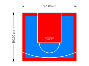 28M2/500X561CM BŁĘKITNO-CZERWONE BOISKO DO KOSZYKÓWKI SPEEDSPORT HEXA POWER PRO
