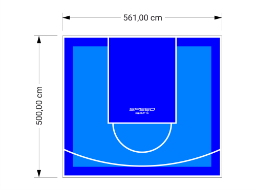 28M2/500X561CM BŁĘKITNO-NIEBIESKIE BOISKO DO KOSZYKÓWKI SPEEDSPORT HEXA POWER PRO