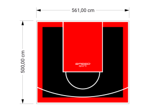 28M2/500X561CM CZARNO-CZERWONE BOISKO DO KOSZYKÓWKI SPEEDSPORT HEXA POWER PRO
