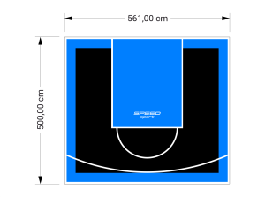 28M2/500X561CM CZARNO-BŁĘKITNE BOISKO DO KOSZYKÓWKI SPEEDSPORT HEXA POWER PRO