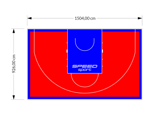 139M2/926X1504CM CZERWONO-NIEBIESKIE BOISKO DO KOSZYKÓWKI 3X3 SPEEDSPORT HEXA POWER PRO
