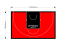 139M2/926X1504CM CZERWONO-CZARNE BOISKO DO KOSZYKÓWKI 3X3 SPEEDSPORT HEXA POWER PRO