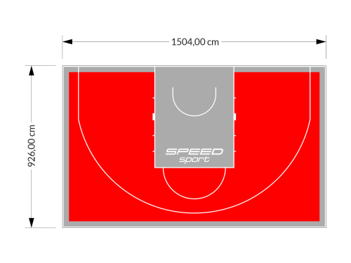 139M2/926X1504CM CZERWONO-SZARE BOISKO DO KOSZYKÓWKI 3X3 SPEEDSPORT HEXA POWER PRO