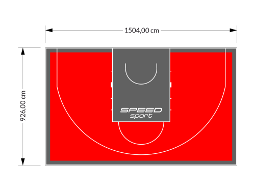 139M2/926X1504CM CZERWONO-GRAFITOWE BOISKO DO KOSZYKÓWKI 3X3 SPEEDSPORT HEXA POWER PRO