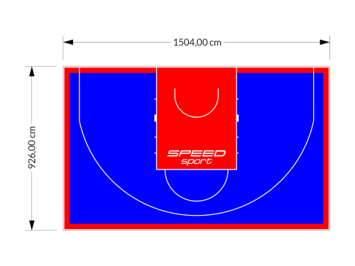 139M2/926X1504CM NIEBIESKO-CZERWONE BOISKO DO KOSZYKÓWKI 3X3 SPEEDSPORT HEXA POWER PRO