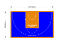 139M2/926X1504CM NIEBIESKO-POMARAŃCZOWE BOISKO DO KOSZYKÓWKI 3X3 SPEEDSPORT HEXA POWER PRO