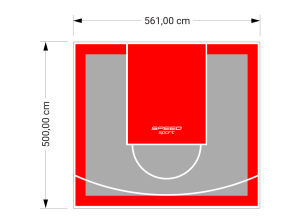 28M2/500X561CM SZARO-CZERWONE BOISKO DO KOSZYKÓWKI SPEEDSPORT HEXA POWER PRO