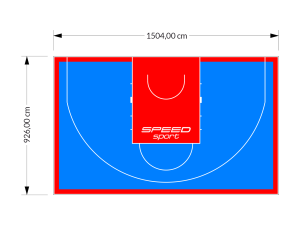 139M2/926X1504CM BŁĘKITNO-CZERWONE BOISKO DO KOSZYKÓWKI 3X3 SPEEDSPORT HEXA POWER PRO