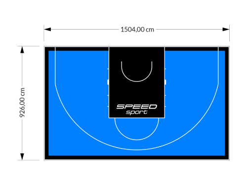 139M2/926X1504CM BŁĘKITNO-CZARNE BOISKO DO KOSZYKÓWKI 3X3 SPEEDSPORT HEXA POWER PRO