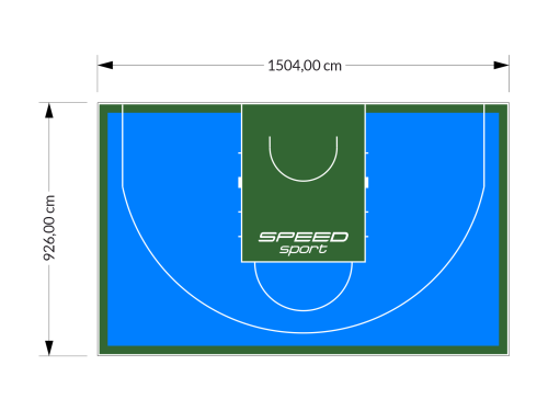 139M2/926X1504CM BŁĘKITNO-ZIELONE BOISKO DO KOSZYKÓWKI 3X3 SPEEDSPORT HEXA POWER PRO