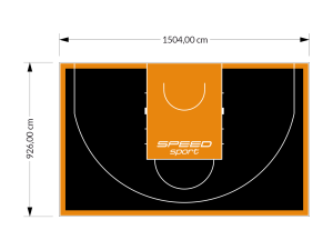 139M2/926X1504CM CZARNO-POMARAŃCZOWE BOISKO DO KOSZYKÓWKI 3X3 SPEEDSPORT HEXA POWER PRO