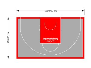 139M2/926X1504CM SZARO-CZERWONE BOISKO DO KOSZYKÓWKI 3X3 SPEEDSPORT HEXA POWER PRO