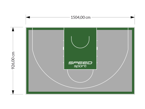 139M2/926X1504CM SZARO-ZIELONE BOISKO DO KOSZYKÓWKI 3X3 SPEEDSPORT HEXA POWER PRO