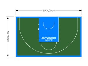 139M2/926X1504CM ZIELONO-BŁĘKITNE BOISKO DO KOSZYKÓWKI 3X3 SPEEDSPORT HEXA POWER PRO