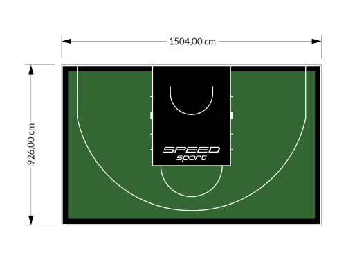 139M2/926X1504CM ZIELONO-CZARNE BOISKO DO KOSZYKÓWKI 3X3 SPEEDSPORT HEXA POWER PRO