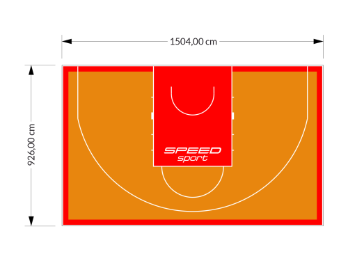 139M2/926X1504CM POMARAŃCZOWO-CZERWONE BOISKO DO KOSZYKÓWKI 3X3 SPEEDSPORT HEXA POWER PRO