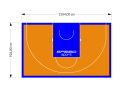 139M2/926X1504CM POMARAŃCZOWO-NIEBIESKIE BOISKO DO KOSZYKÓWKI 3X3 SPEEDSPORT HEXA POWER PRO